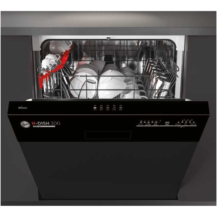 Hoover HDSN1L380PB 60cm Semi Integrated Dishwasher - BLACK