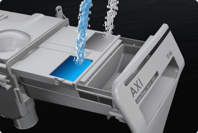 mixing & matching appliances is a great way to get more innovative features in your kitchen. image shows the autodosing drawer on a washing machine.