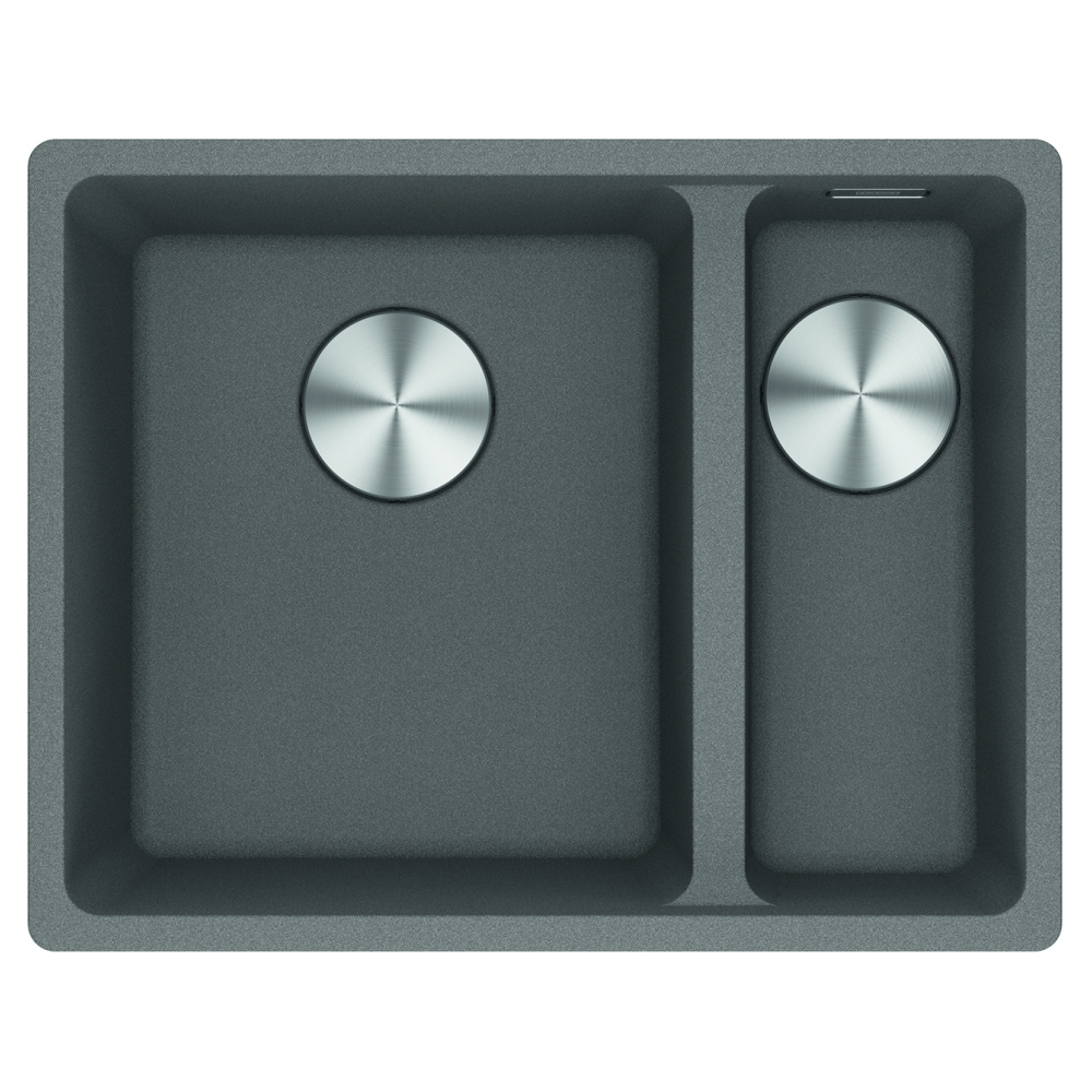 Franke MRG160-34-15 Sg Rhsb Maris Fragranite 1.5 Bowl Undermount Sink Right Hand Small Bowl - Stone Grey