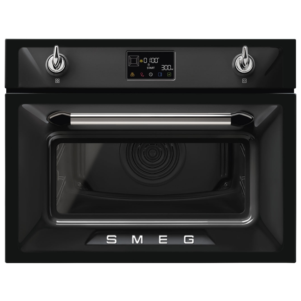 Smeg SO4902M1N Victoria Compact Combi Microwave For Tall Housing - BLACK