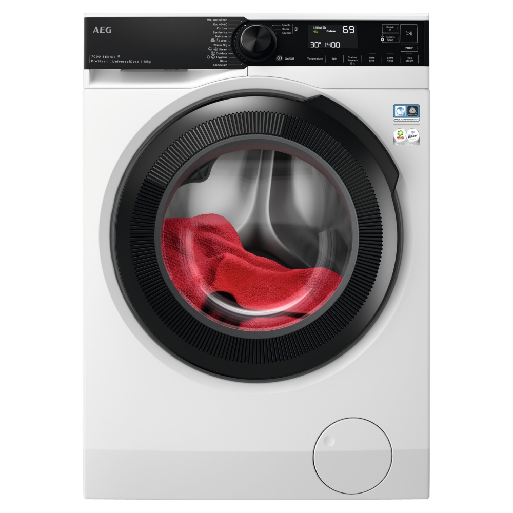 AEG LFR74164UC 10kg Series 7000 ProSteam Universal Dose Washing Machine 1600rpm - WHITE