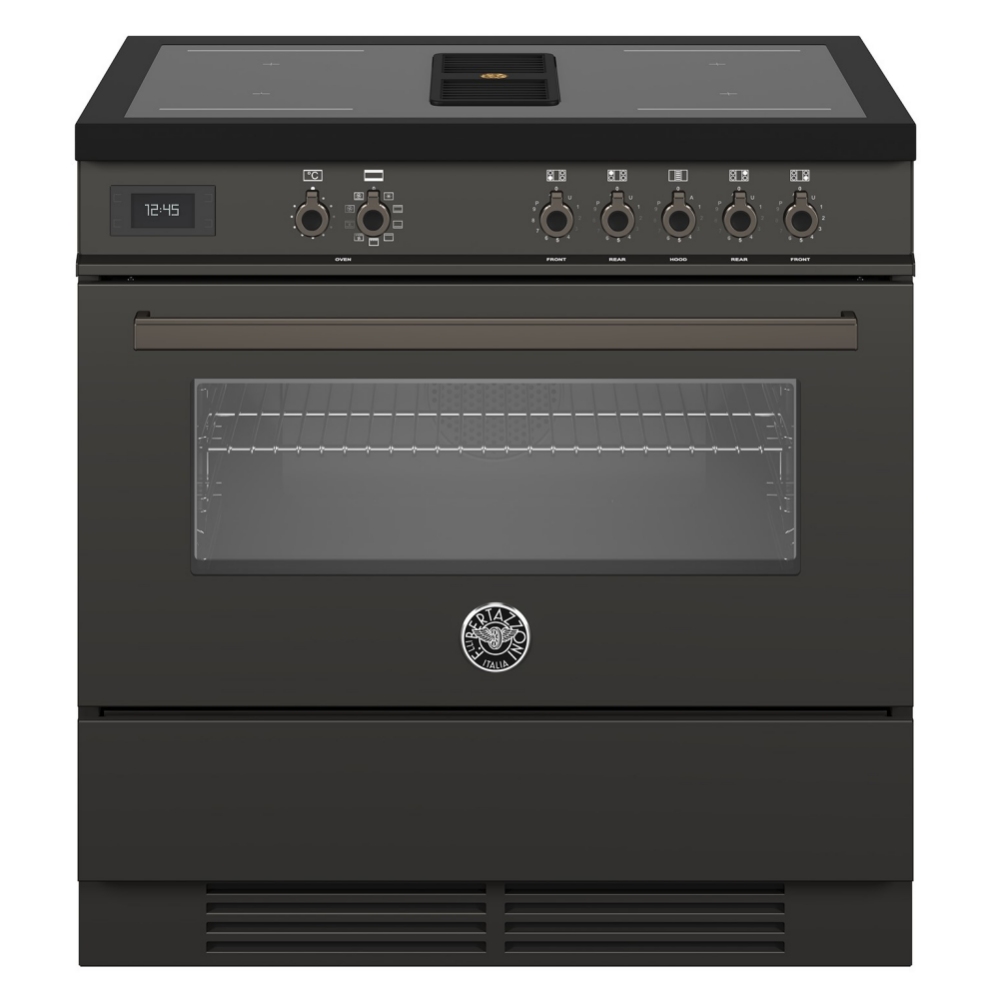 Bertazzoni PROCH94I1ECAT 90cm Professional Air-Tec Induction Range Cooker With Integrated Extraction - CARBONIO