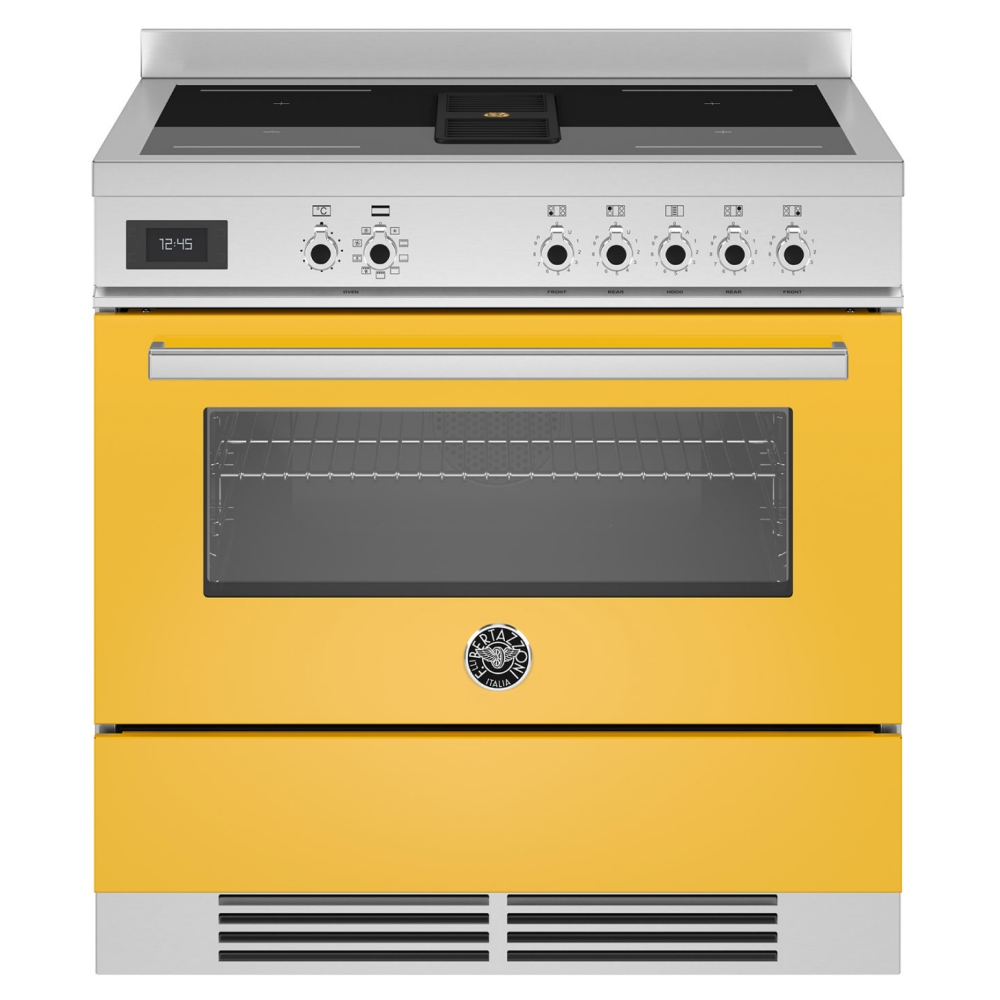 Bertazzoni PROCH94I1EGIT 90cm Professional Air-Tec Induction Range Cooker With Integrated Extraction - YELLOW