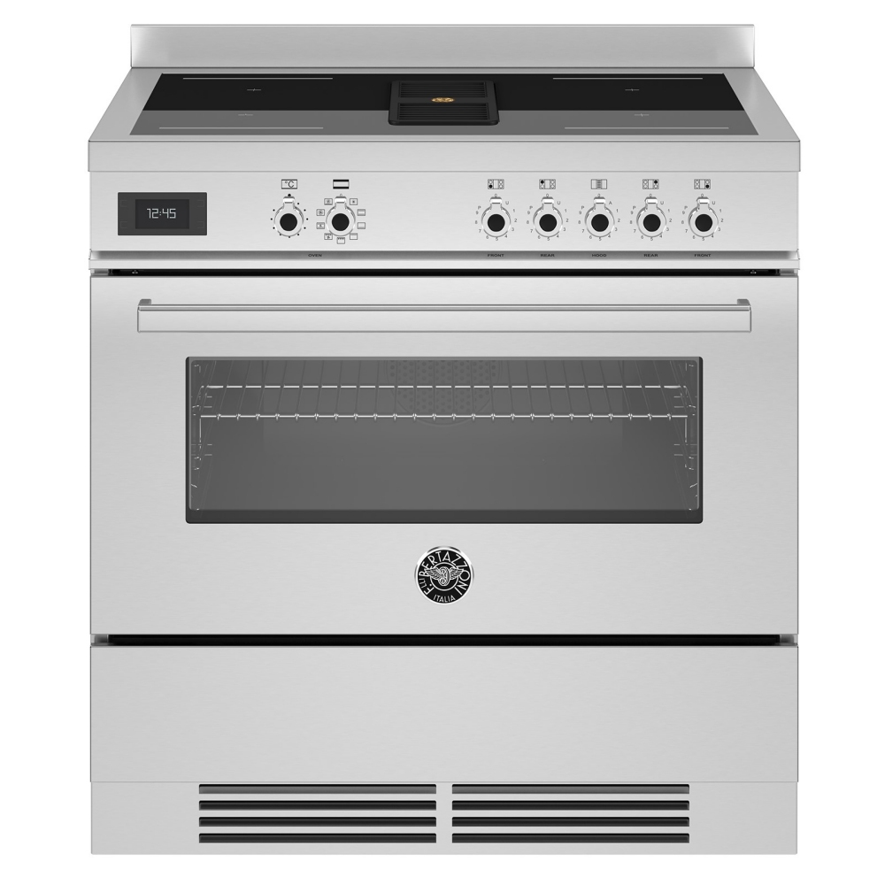 Bertazzoni PROCH94I1EXT 90cm Professional Air-Tec Induction Range Cooker With Integrated Extraction - STAINLESS STEEL