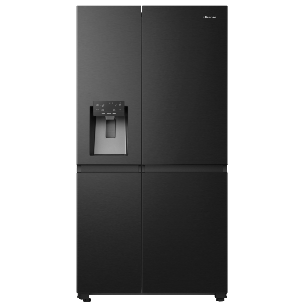 Hisense RS818N4TFE PureFlat Infinite American Style Fridge Freezer Ice & Water Non Plumbed – BLACK