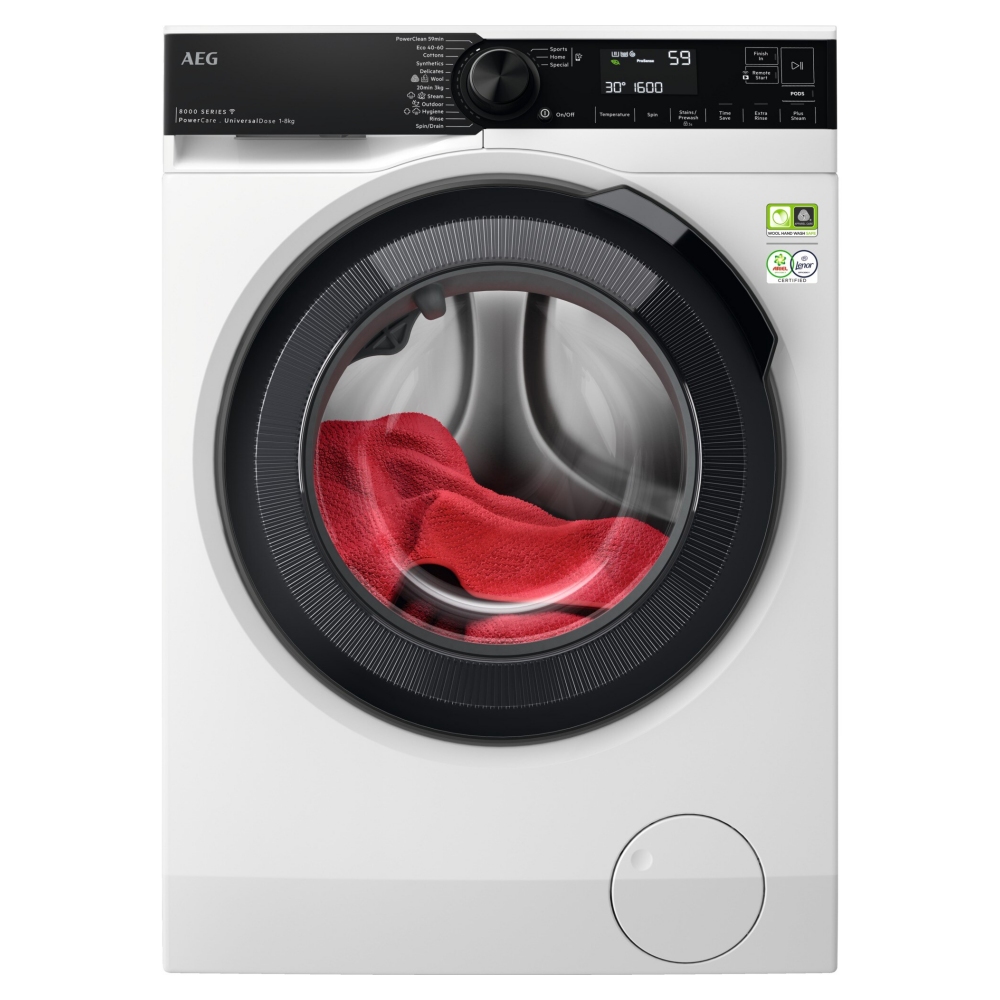 AEG LFR84866UC 8kg Series 8000 Powercare Universal Dose Washing Machine 1600rpm - WHITE