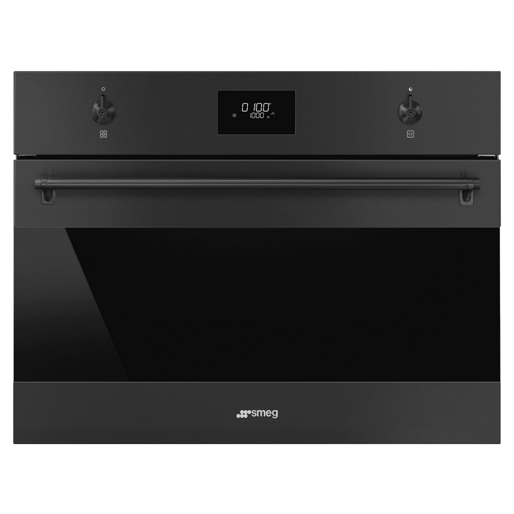 Smeg SO4301M0N Classic Built In Microwave & Grill For Tall Housing - MATTE BLACK