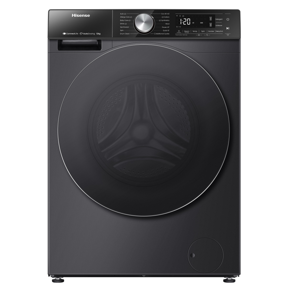 Hisense WF5S1245BB 12kg S5 Series Autodose WiFi-Enabled Washing Machine 1400rpm - BLACK