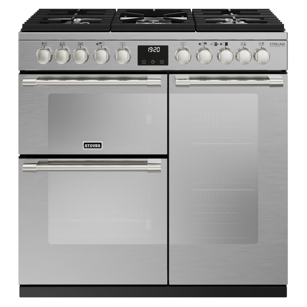 Stoves ST DX STER D900DF SS 11459 Sterling Deluxe 90cm Dual Fuel Range Cooker - STAINLESS STEEL