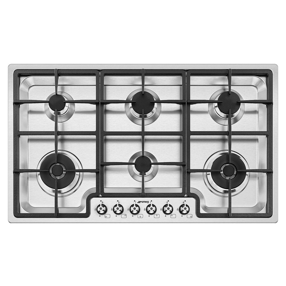 Smeg PGF962 Classic 90cm Ultra Low Profile 6 Burner Gas Hob - STAINLESS STEEL