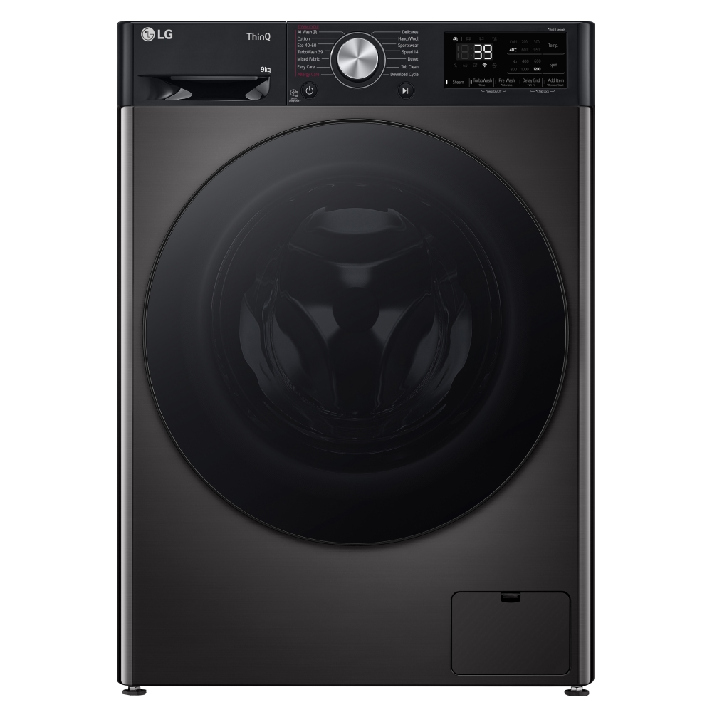 LG F2Y709BBTN1 9kg TurboWash Steam Washing Machine - BLACK STEEL