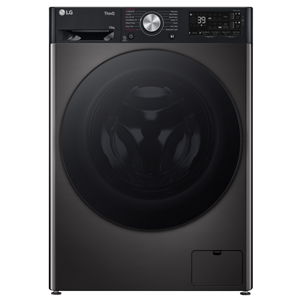 LG F4Y710BBTA1 10kg Autodose Steam Washing Machine - BLACK STEEL