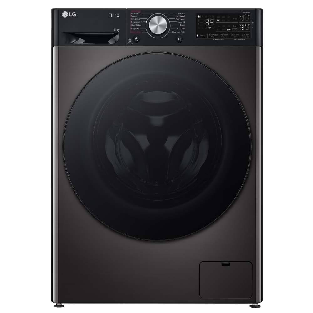 LG F4Y711BBTA1 11kg Autodose Turbowash Washing Machine - BLACK STEEL
