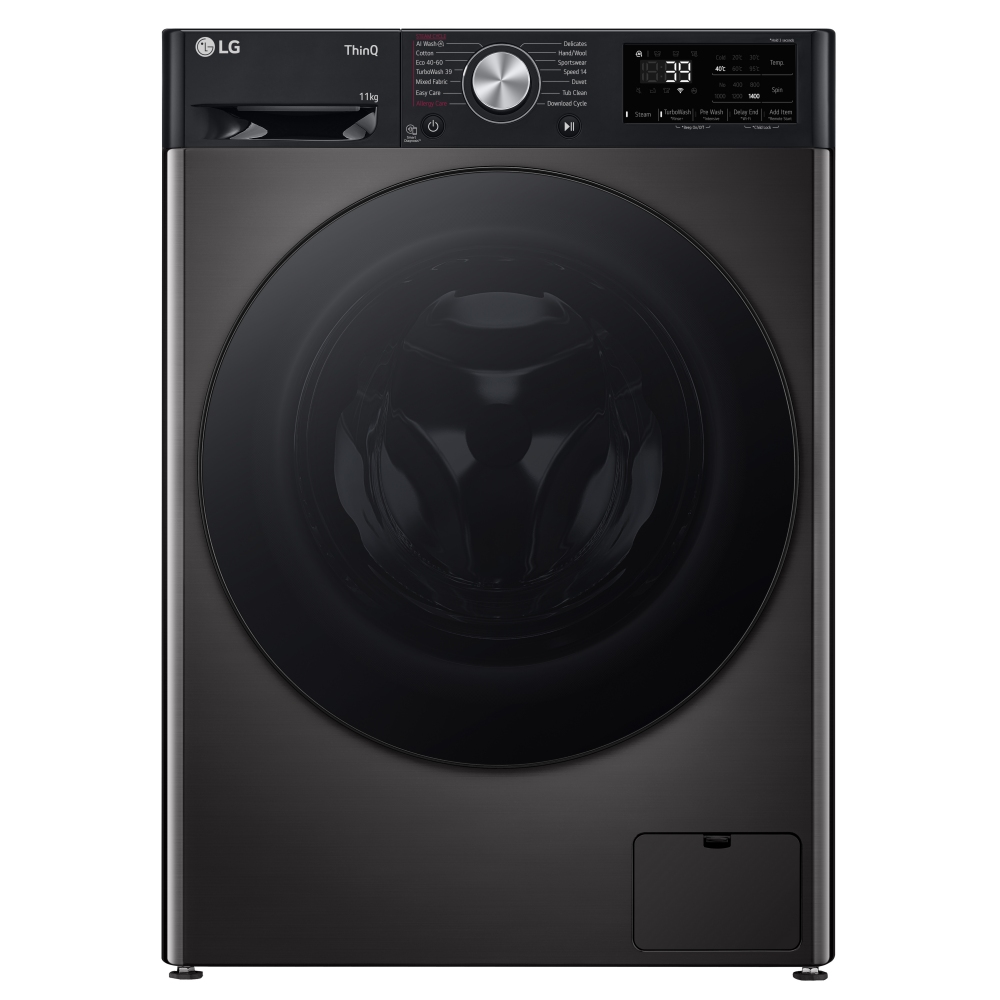 LG F4Y711BBTN1 11kg TurboWash Steam Washing Machine - BLACK STEEL