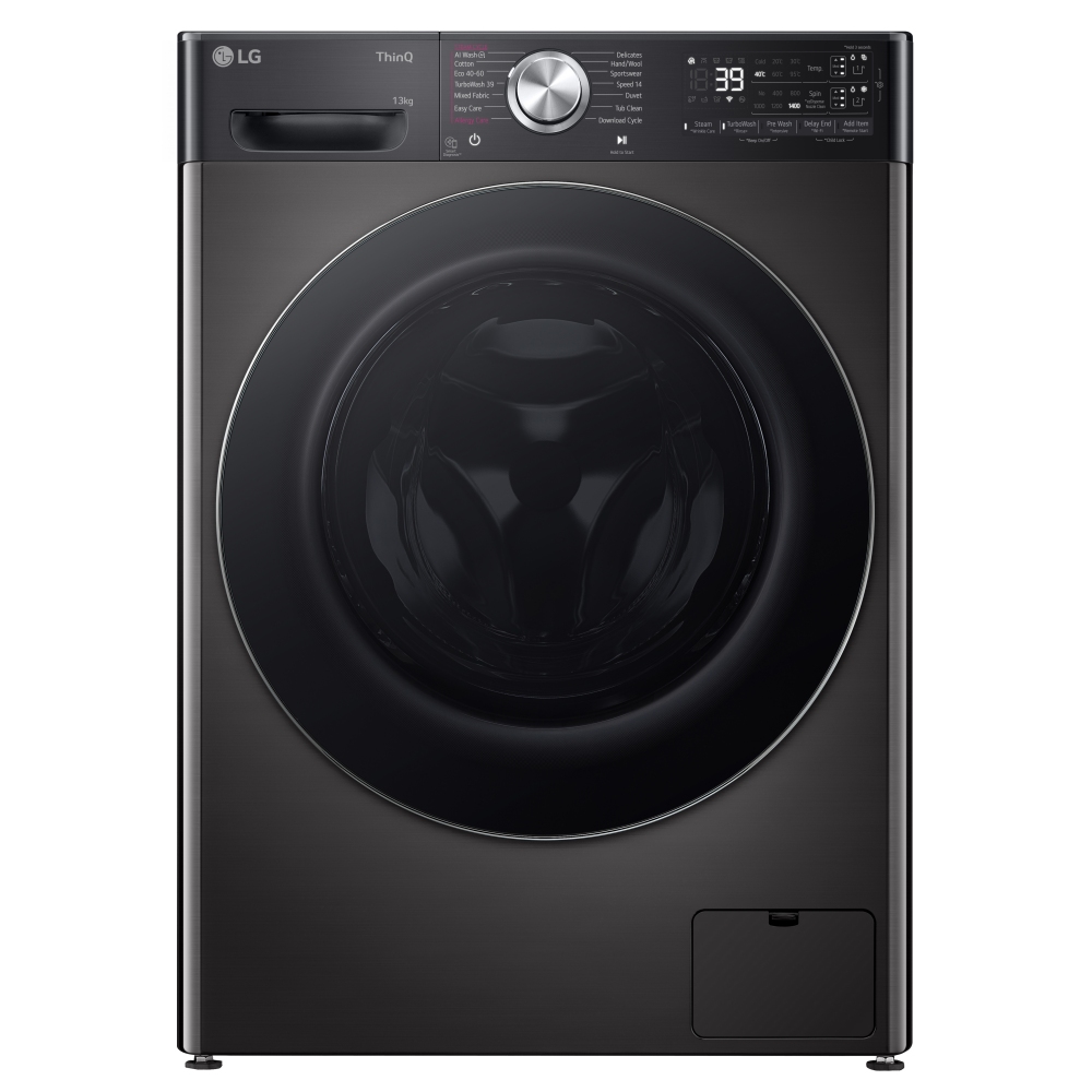 LG F4Y913BCTA1 13kg Autodose Steam Washing Machine - BLACK STEEL