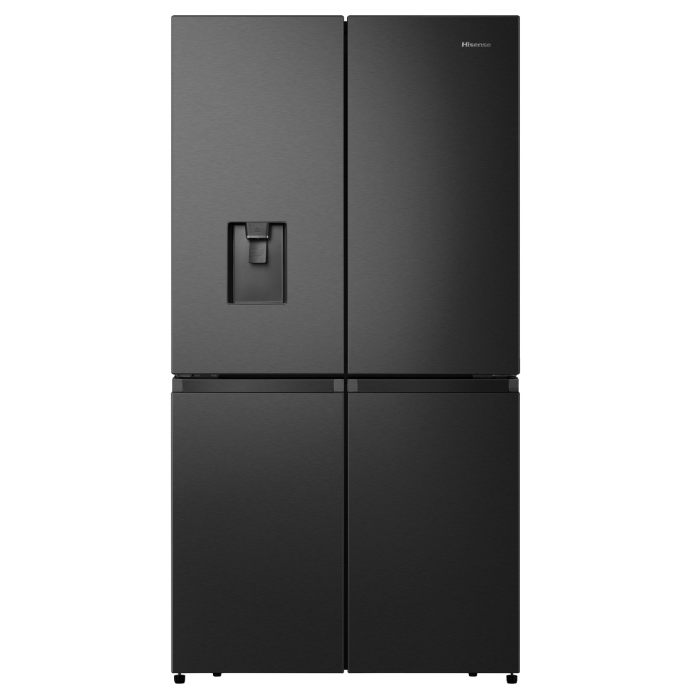 Hisense RQ758N4SWFE Four Door Fridge Freezer With Water Dispenser Non-Plumbed - BLACK STEEL
