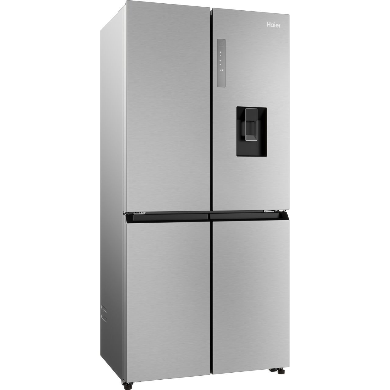 Haier HCR3818EWMM 83cm Four Door French Style Fridge Freezer With Non Plumbed Water Dispenser - PLATINUM INOX