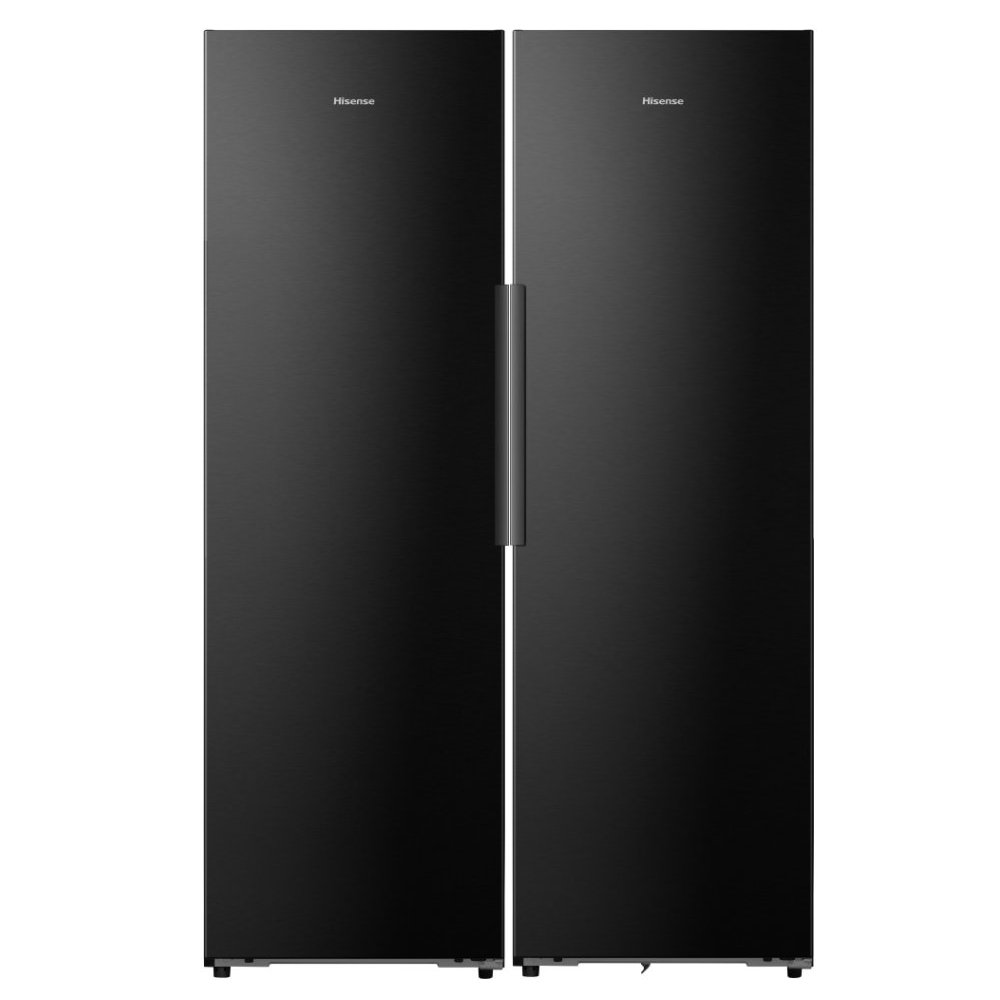 Hisense RL5K370GSFC FT5K310GSFC KitchenFit Larder Fridge & Frost Free Freezer Pack - BLACK STEEL