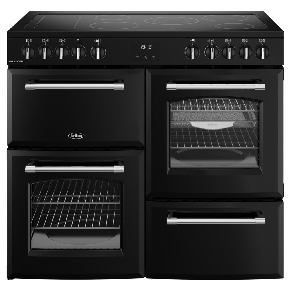 Belling BEL RCA FARMHOUSE 100E BLK 11826 100cm Ceramic Range Cooker - BLACK