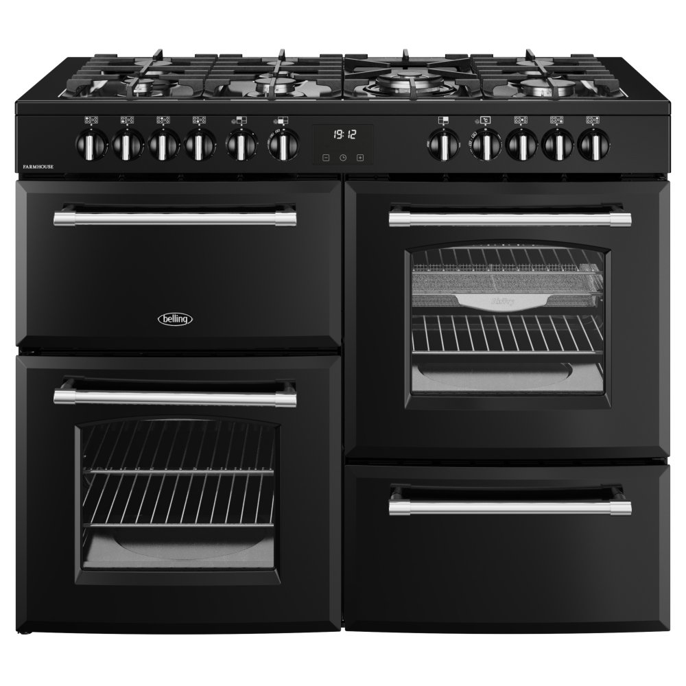 Belling BEL RCA FARMHOUSE 110DF BLK 11838 110cm Dual Fuel Range Cooker - BLACK