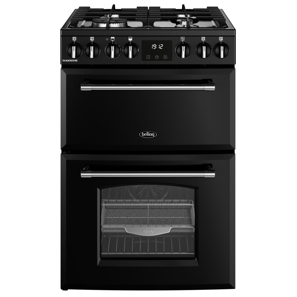 Belling BEL MRA FARMHOUSE 60DF BLK 11813 60cm Dual Fuel Mini Range Cooker - BLACK