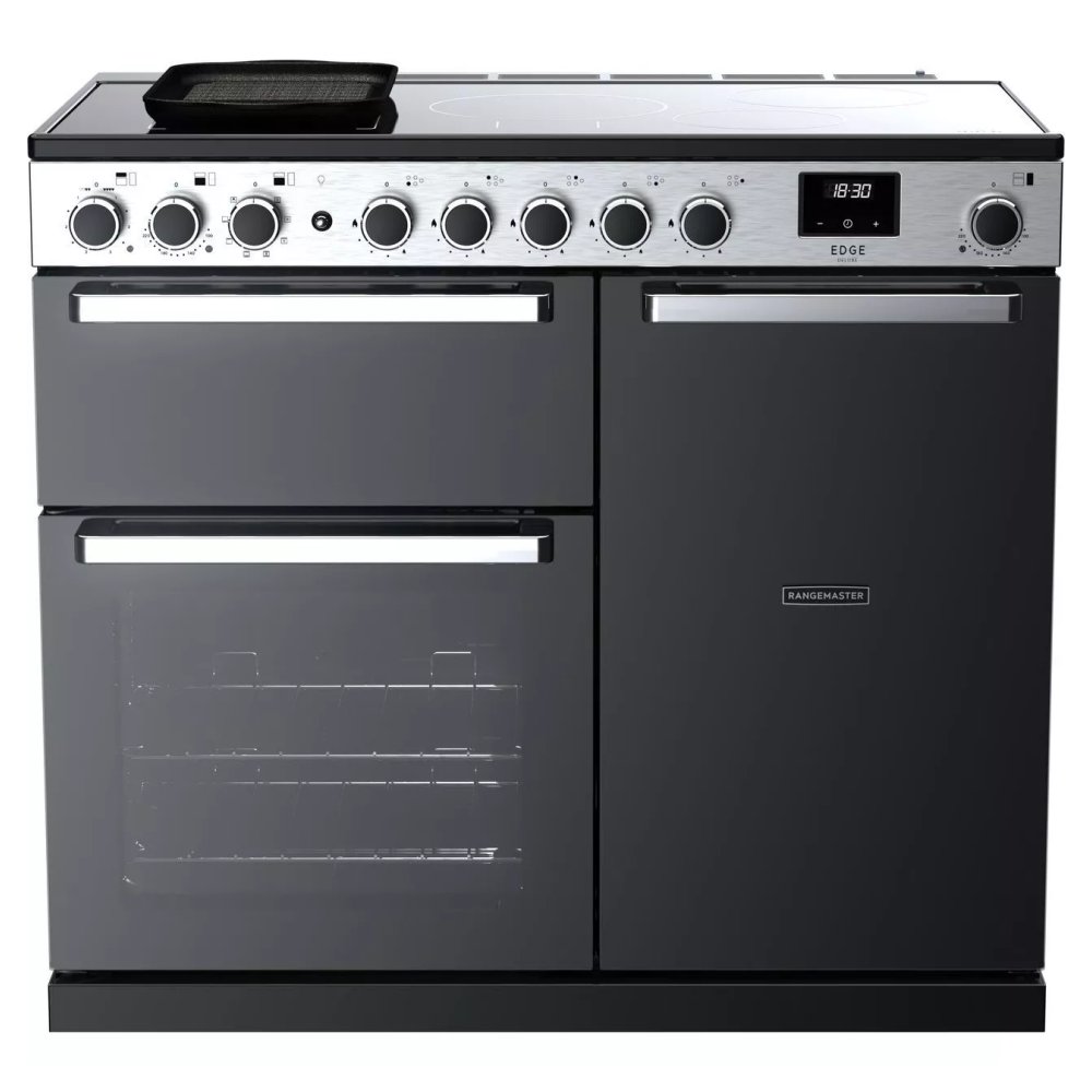 Rangemaster EDDL100EIGBLK/CM1 Edge Deluxe 100cm Induction Range Cooker With Chrome Trim 15812 - BLACK