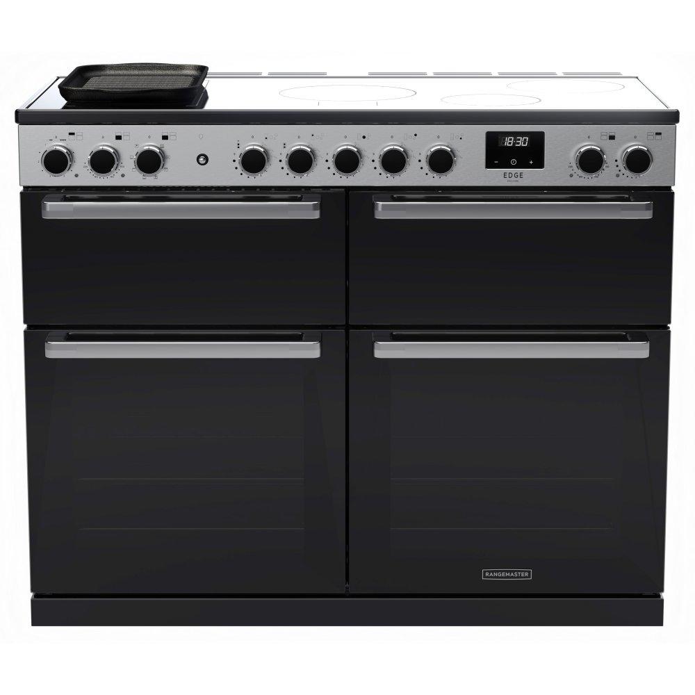Rangemaster EDDLB110EIGBLK/CM1 Edge Deluxe BC 110cm Induction Range Cooker With Chrome Trim 15834 – BLACK