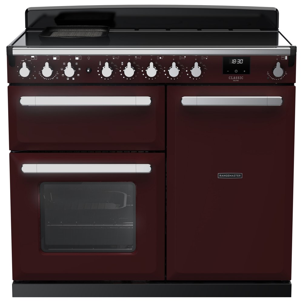 Rangemaster ESDL100EIPBOR/CM1 Estel Deluxe 100cm Induction Range Cooker With Chrome Trim 15115 - BORDEAUX