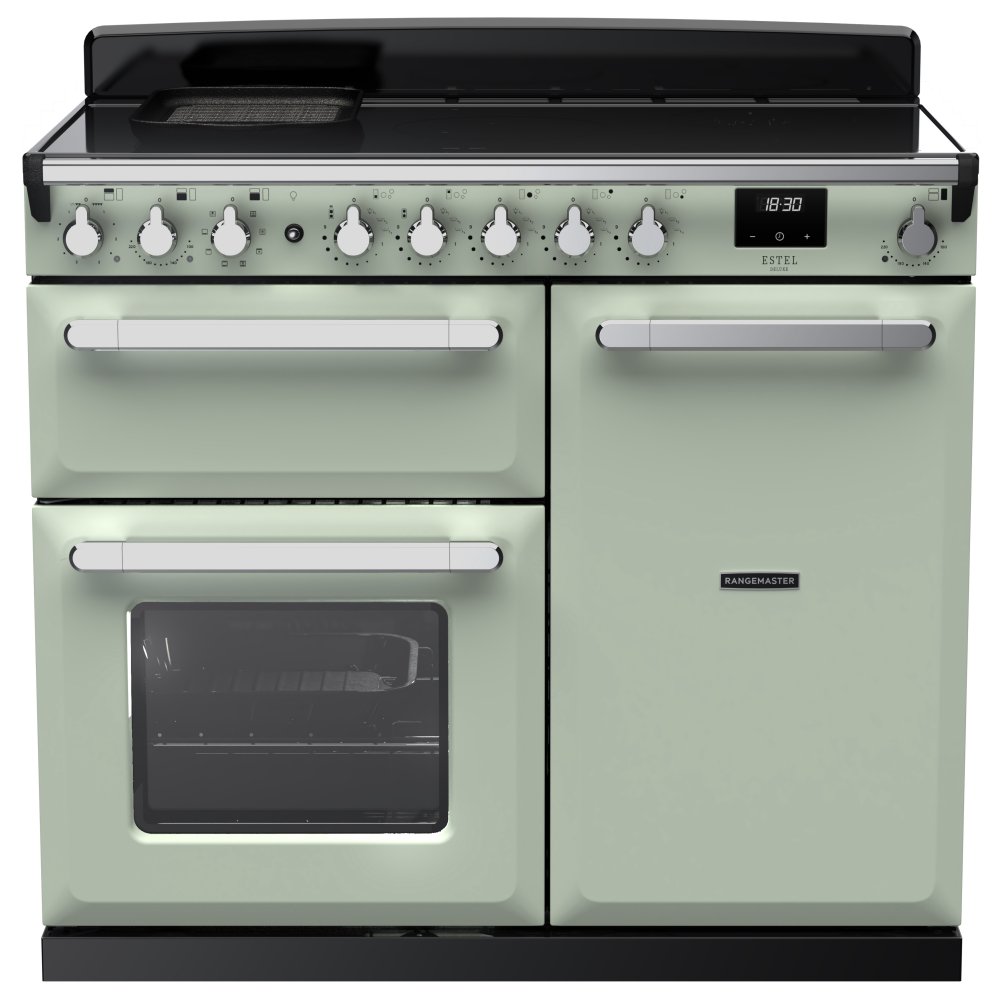 Rangemaster ESDL100EIPMNT/CM1 Estel Deluxe 100cm Induction Range Cooker With Chrome Trim 15119 - MINT