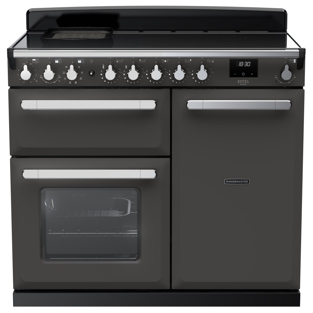 Rangemaster ESDL100EIPSLT/CM1 Estel Deluxe 100cm Induction Range Cooker With Chrome Trim 15113 - SLATE