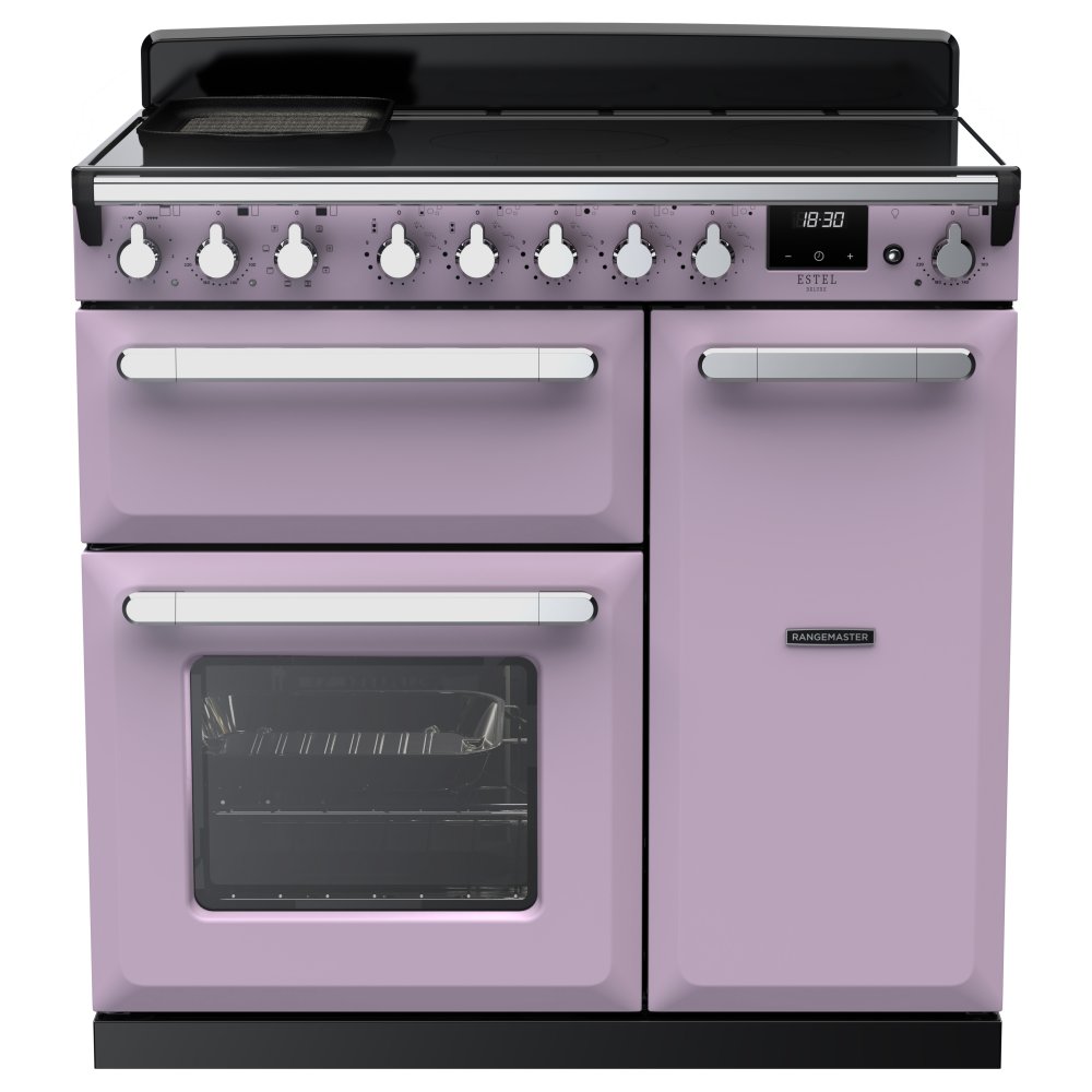 Rangemaster ESDL90EIPHTH/CM1 Estel Deluxe 90cm Induction Range Cooker With Chrome Trim 17849 - HEATHER