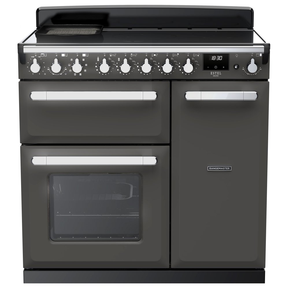Rangemaster ESDL90EIPSLT/CM1 Estel Deluxe 90cm Induction Range Cooker With Chrome Trim 15028 - SLATE