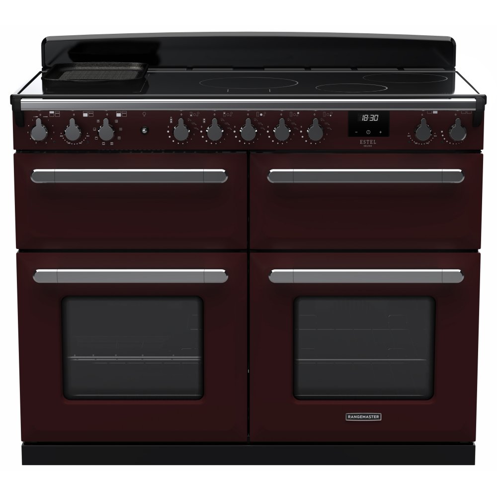 Rangemaster ESDLB110EIPBOR/CM1 Estel Deluxe BC 110cm Induction Range Cooker With Chrome Trim 15302 - BORDEAUX