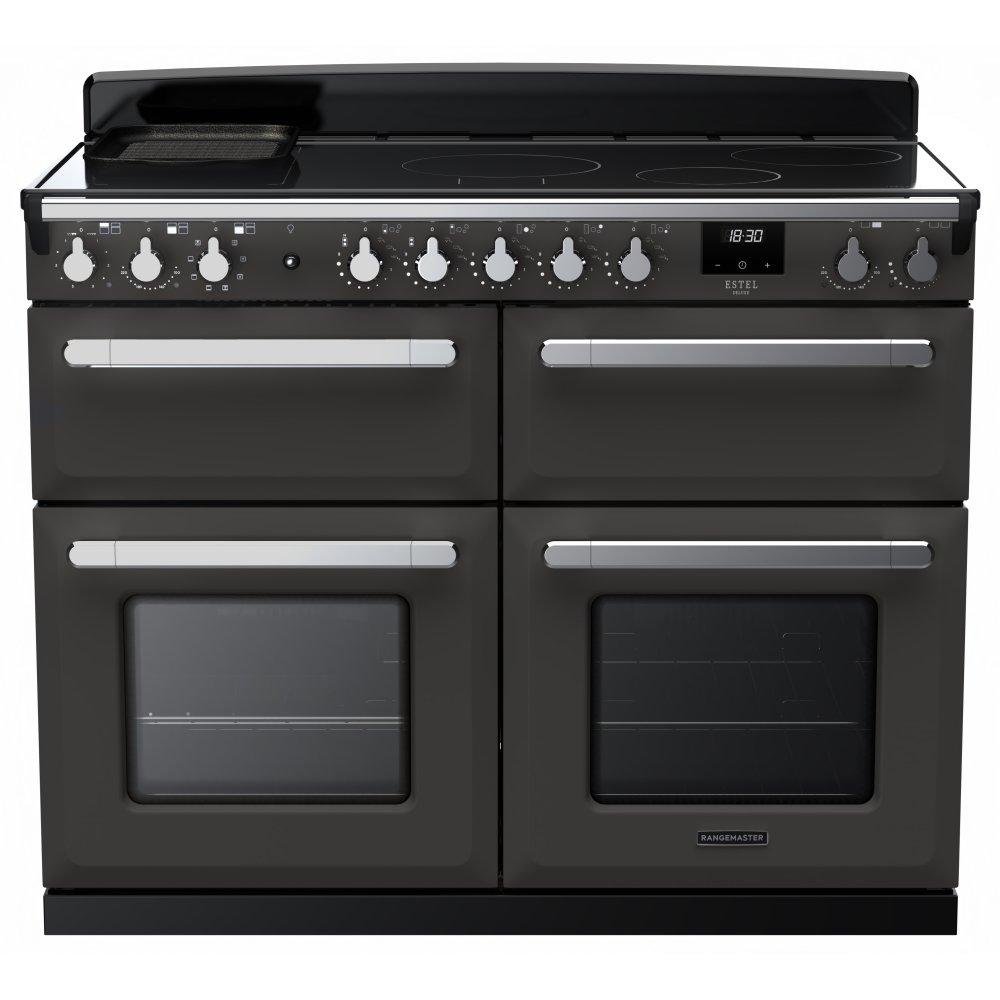 Rangemaster ESDLB110EIPSLT/CM1 Estel Deluxe BC 110cm Induction Range Cooker With Chrome Trim 15300 - SLATE