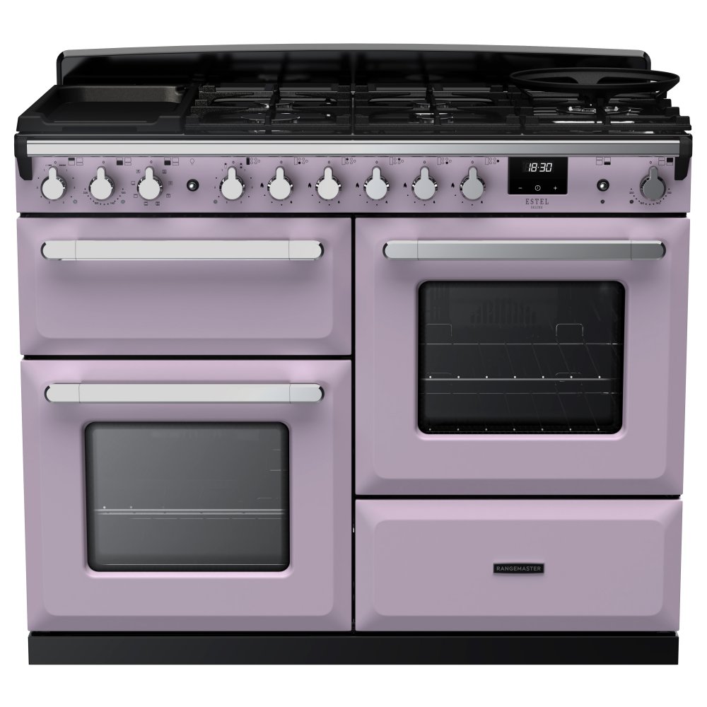 Rangemaster ESDLO110DFPHTH/CM1 Estel Deluxe OC 110cm Dual Fuel Range Cooker With Chrome Trim 17863 - HEATHER