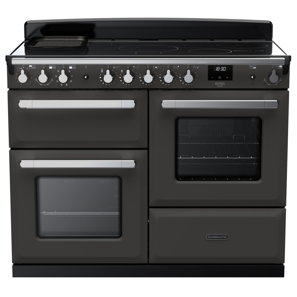 Rangemaster ESDLO110EIPSLT/CM1 Estel Deluxe OC 110cm Induction Range Cooker With Chrome Trim 15198 - SLATE