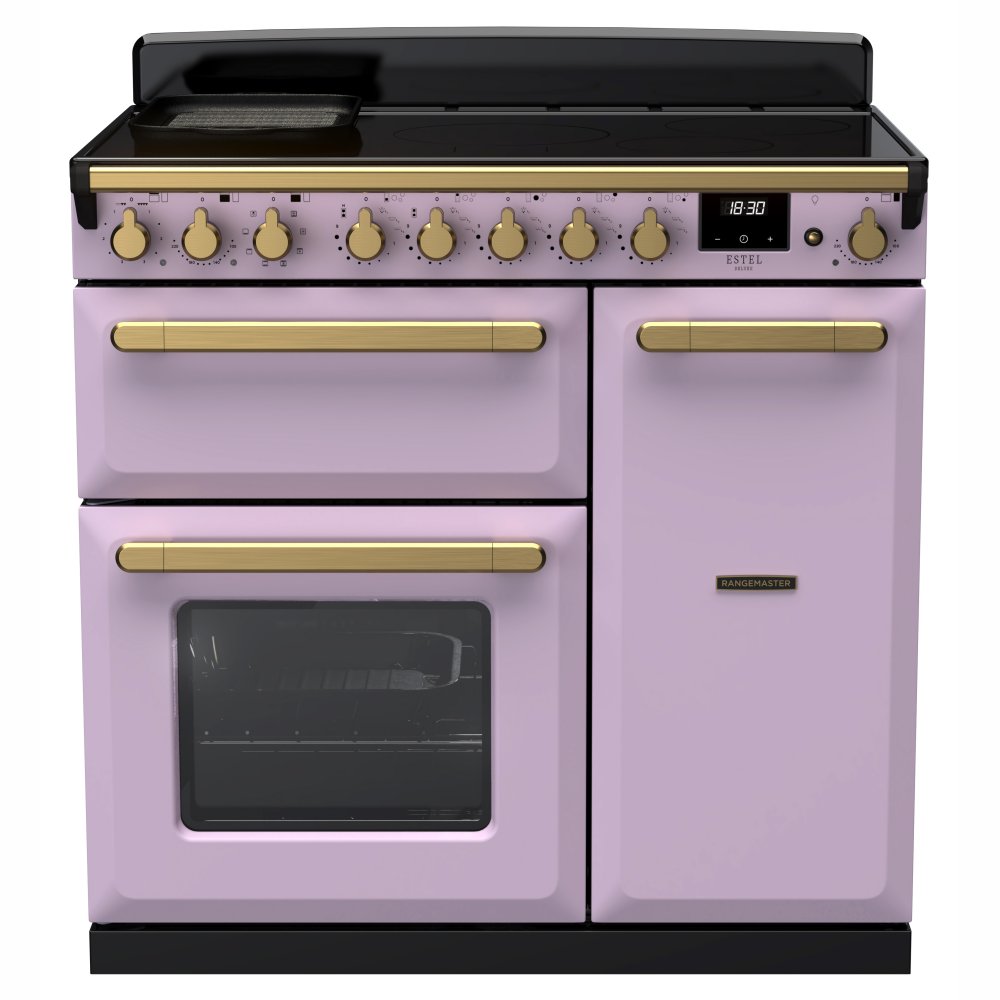 Rangemaster ESDL90EIPHTH/AB1 Estel Deluxe 90cm Induction Range Cooker With Antique Brass Trim 18230 - HEATHER