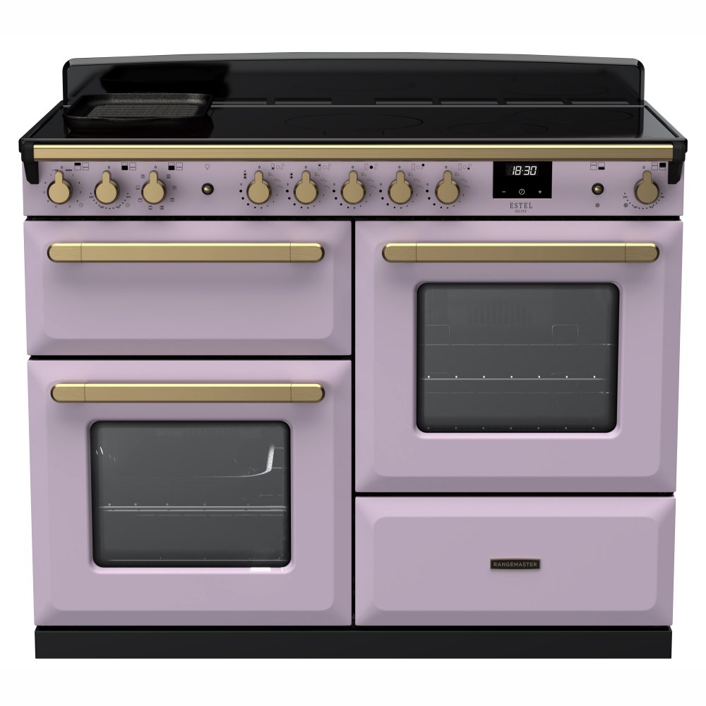 Rangemaster ESDLO110EIPHTH/AB1 Estel Deluxe OC 110cm Induction Range Cooker With Antique Brass Trim 18240 - HEATHER