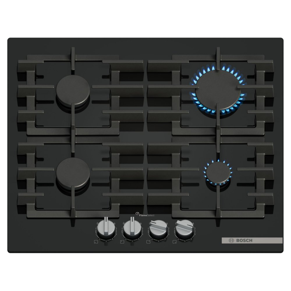 Bosch PPP6A6I40 60cm Series 6 4 Burner Gas On Glass Hob - BLACK