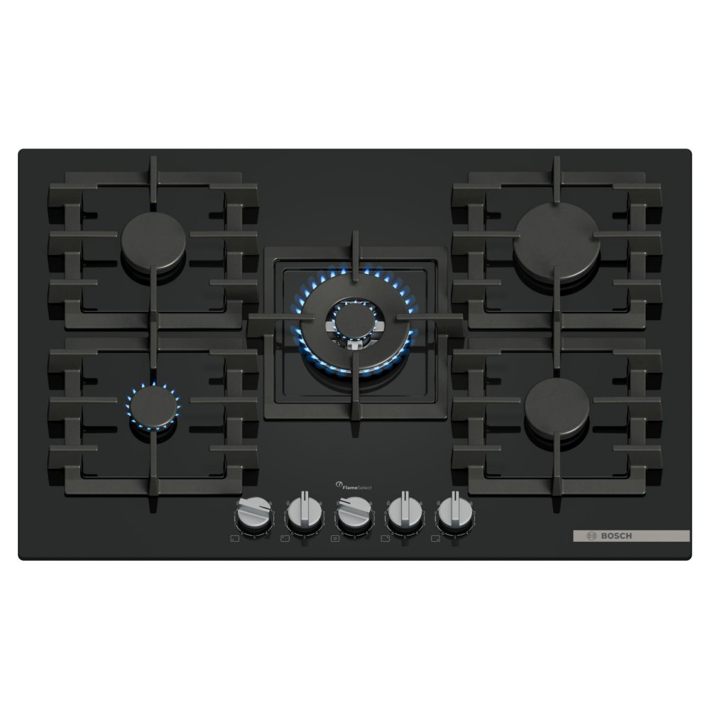 Bosch PPQ7A6I40 75cm Series 6 5 Burner Gas On Glass Hob – BLACK