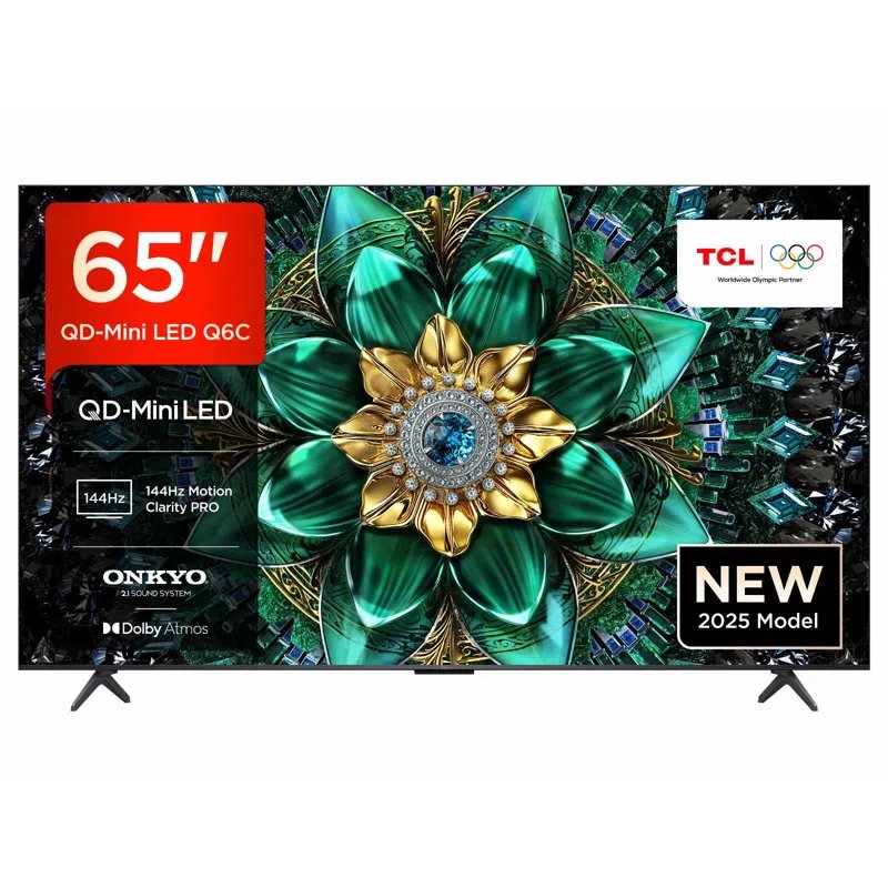 TCL 65Q6C 2025 65″ 4K QD-Mini LED UHD Smart TV – BLACK