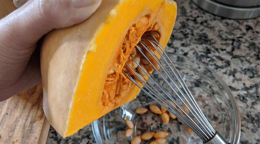 Whisk to remove seeds