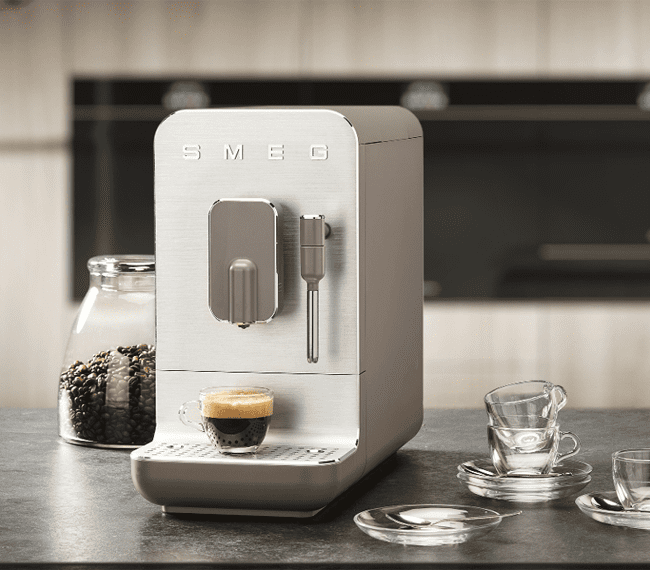 a cream smeg freestanding coffee machine