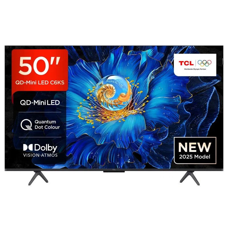 TCL 50C6KS 2025 50″ 4K QD-Mini LED UHD Smart TV – BLACK