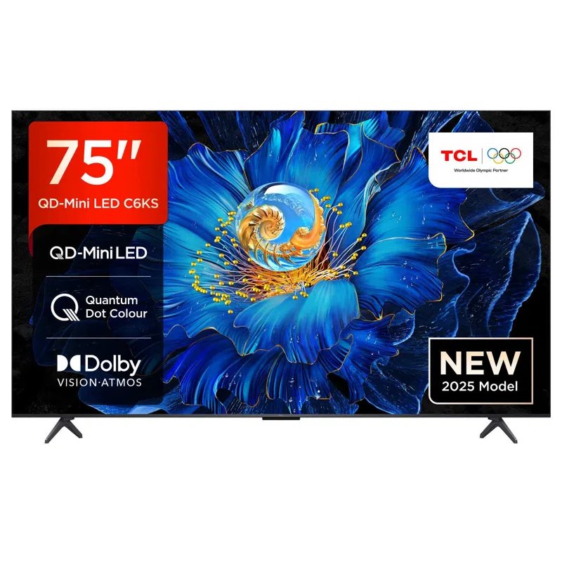 TCL 75C6KS 2025 75″ 4K QD-Mini LED UHD Smart TV – BLACK