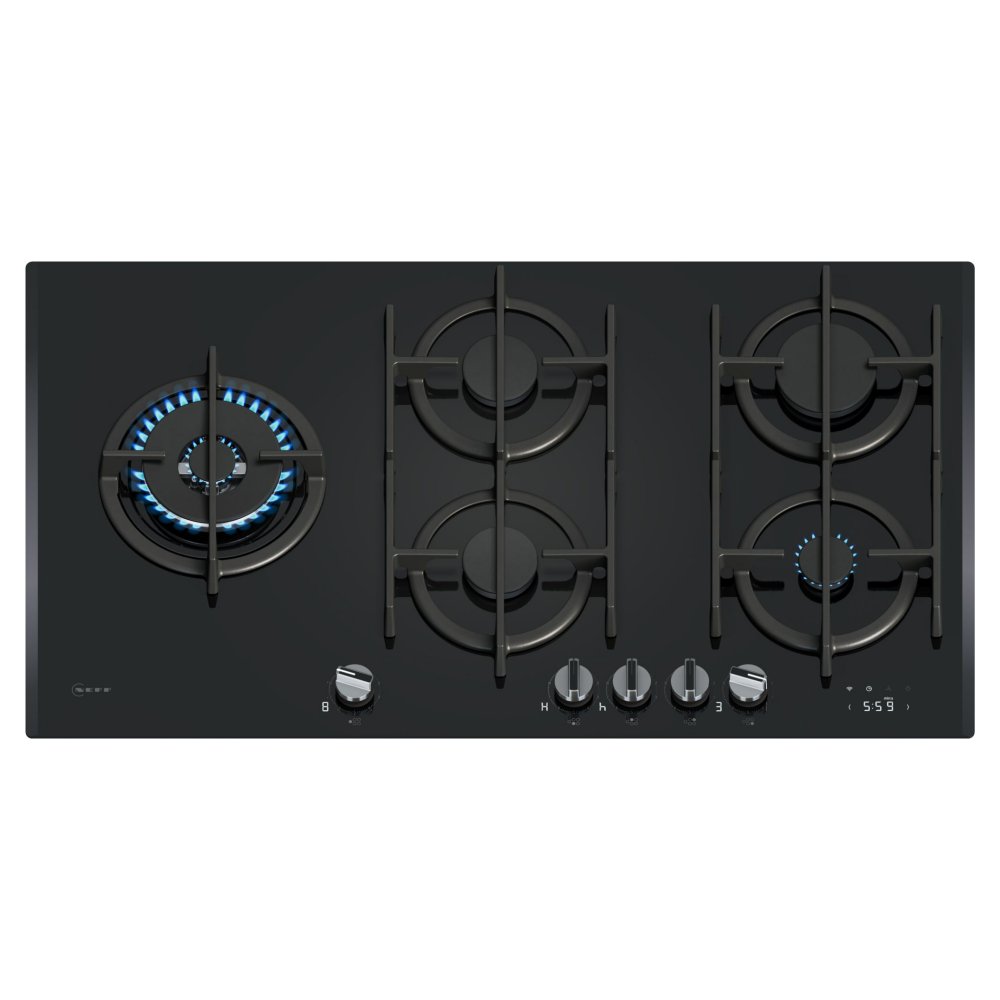 Neff T29RHS4S0 90cm N90 5 Burner Gas On Gas Hob - BLACK