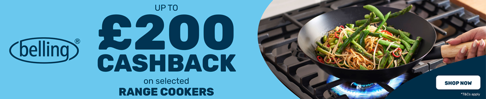Belling: Claim up to £200 cashback on range cookers. 