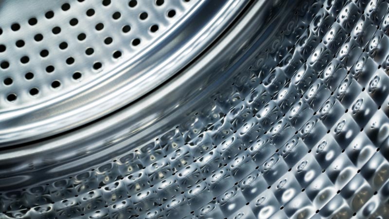 Close up of the inside of a Haier washing machine drum
