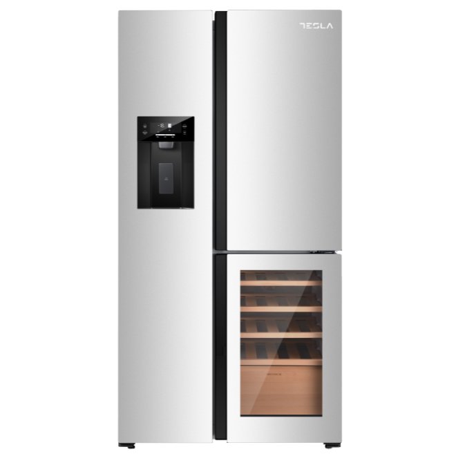 Tesla T530TDXG American Fridge Freezer With Wine Cooler, Water & Ice – STAINLESS STEEL