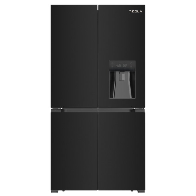 Tesla T560FDB American Four Door Fridge Freezer With Water Dispenser Non Plumbed – BLACK